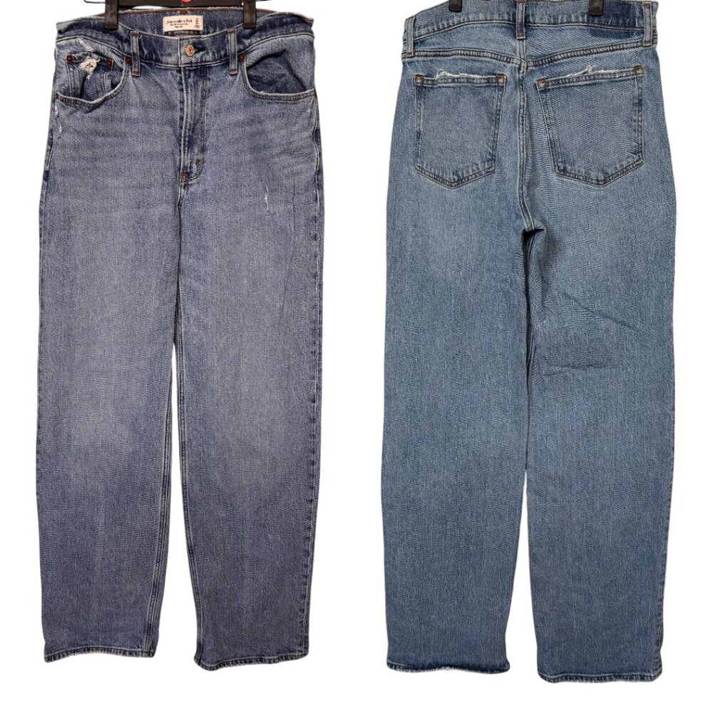 ABERCROMBIE HIGH RISE 90'S STRAIGHT JEANS SIZE 10/30" LONG WAIST - Picture 2 of 3
